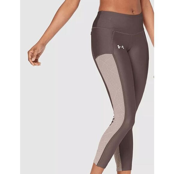 Under Armour Women's Armour Fly Fast Raised Thread Leggings - Ash Taupe L - Picture 2 of 9